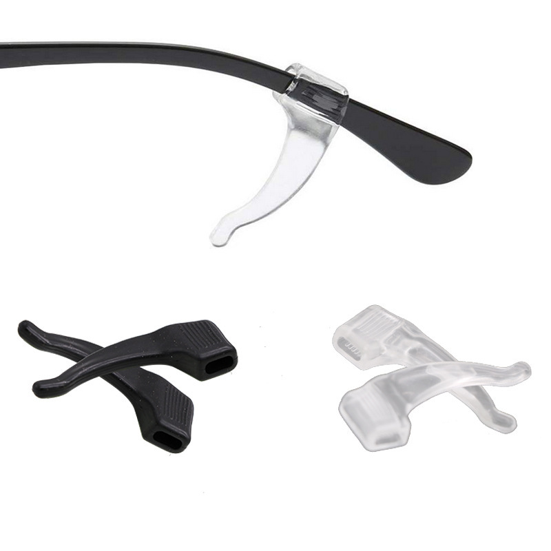10 pares de alta qualidade titular de silicone anti-slip para óculos acessórios branco/preto orelha gancho esportes óculos templo ponta rolhas