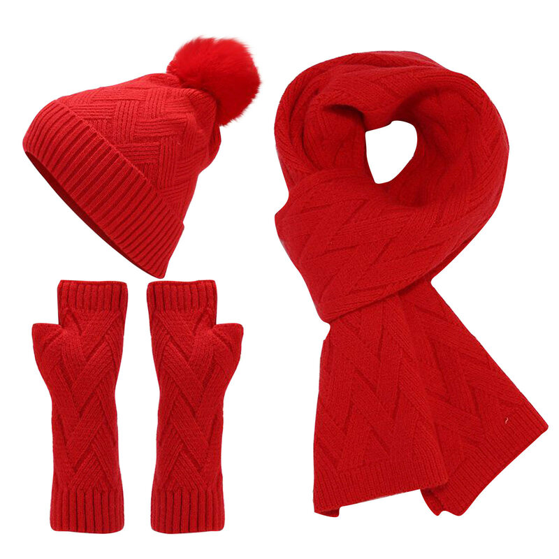 Lingerie Fashionable Accessories Scarf Women 2023 Thick Warm Set Knitted Solid Color Neckerchief Scarf 2024 Pluszowy Pierdolec