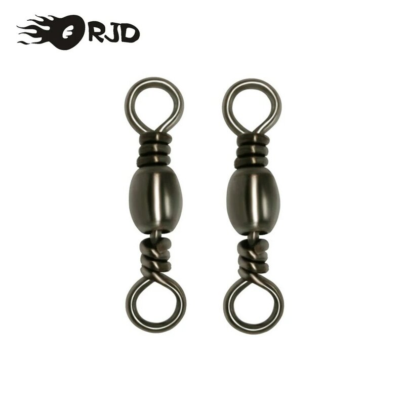 ORJD 20-50pcs Barrel Rolling Fishing Swivel Snap Solid Ring Stainless Bead Hook Lure 50KG Connector Fishing Accessories Tackle