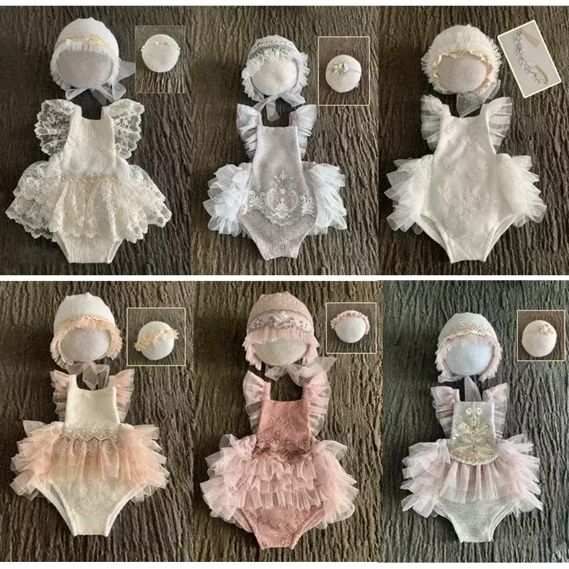Реквизит для фотосъемки новорожденных девочек кружевное платье принцессы наряд комбинезон одежда для фотосъемки головной убор аксессуары