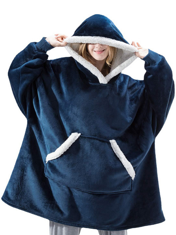 Sudadera con capucha de lana de gran tamaño para mujer, manta cálida con mangas, manta de Tv de felpa gigante, Sudadera con capucha de invierno