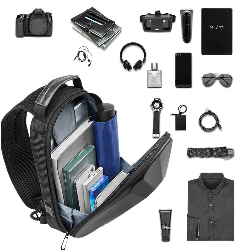 EURCOOL-Bolsa de Ombro Masculina com Carregamento USB, Bolsas Crossbody, Anti-Roubo, Impermeável, Viagem, Mochila Masculina, iPad, 9.7"