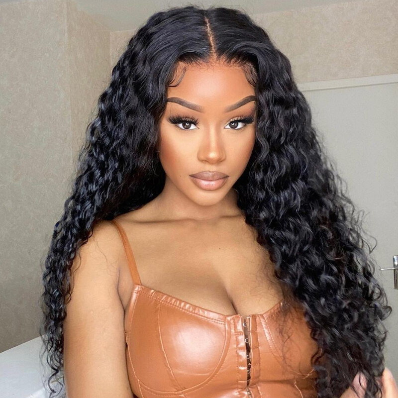 Deep Wave Frontal Wigs Human Hair 13x4 13x6 HD Lace Frontal Wigs Water Curly Wave Wig For Women 30 Inch Wet Wavy Lace Front Wig