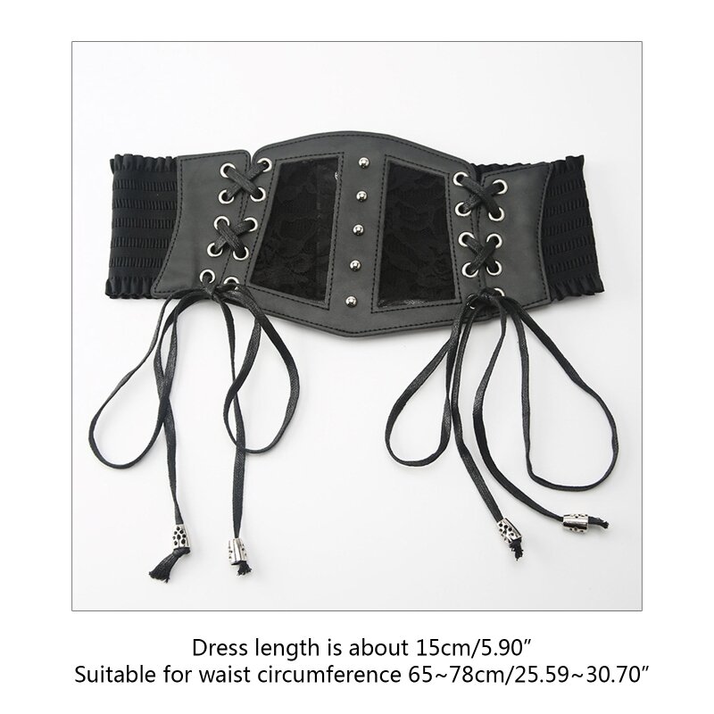 Fashion Corset Belt for Women Wide Elastic Tied Waspie Belts Lace-up Leather Waist Belts for Women Dresses Clothing