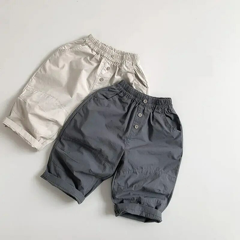 Pantalones holgados de pierna ancha para niños, ropa informal versátil de algodón, color liso, novedad de verano, 2024