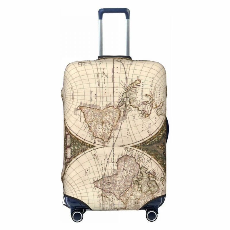 Sarung koper motif peta dunia, penutup pelindung debu elastis anti air 18-32 inci aksesoris perjalanan sarung koper