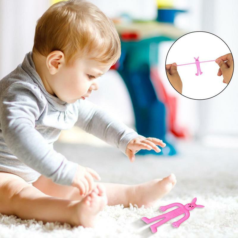 TPR Stretchy Rabbit Fidget Toy para crianças, Bendable Stretch Bunny Toy, macio adorável, seguro para crianças, amigo, família, presentes de aniversário