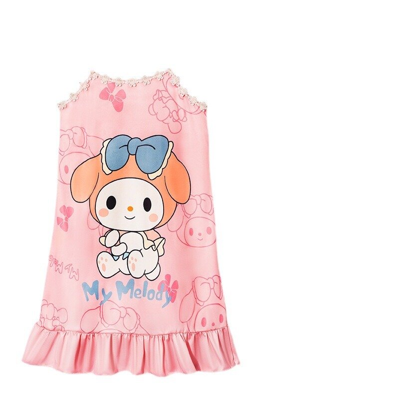 산리오 애니메이션 어린이 파자마 원피스, 귀여운 쿠로미스, 마이 멜로디 잠옷, 소녀 생일 선물, 2024