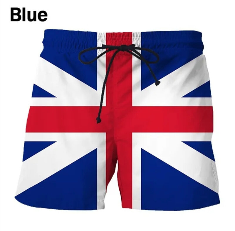 Pantalones cortos de playa con bandera de Alemania, EE. UU., Reino Unido, bañador para hombre con estampado 3D, bañador para hombre, pantalones cortos de hielo frescos, verano 2024