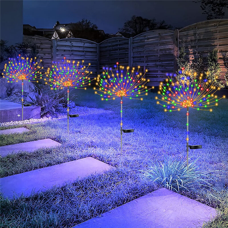 240 LED Firework Light Outdoor Solar Waterproof Fairy Lights Christmas Garden Decoration Lawn Party Wedding Fireworks Light