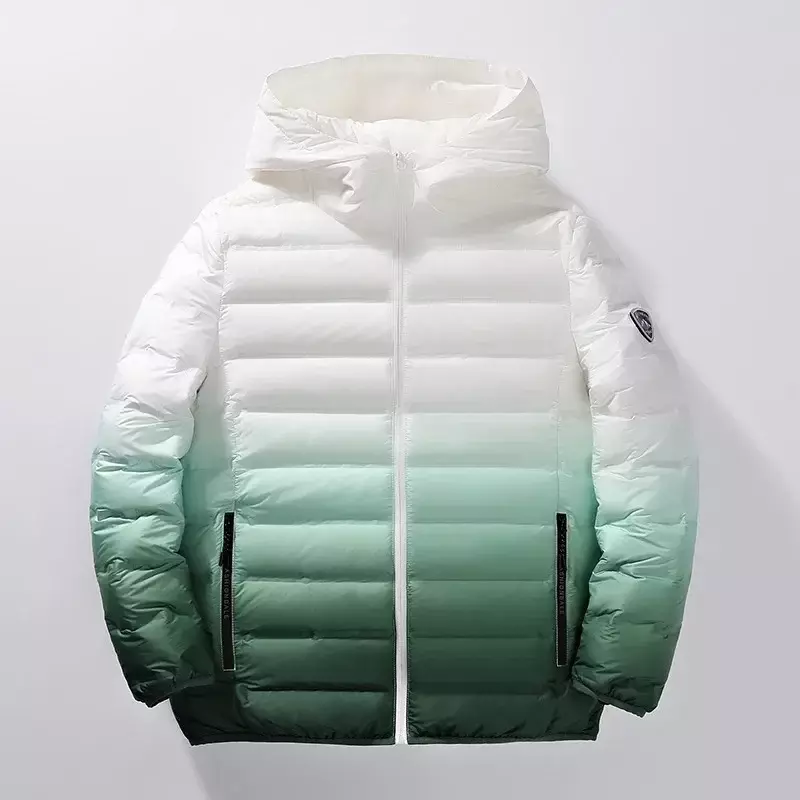 2023 jesienno-zimowa lekka i minimalistyczna codzienna kurtka z kapturem z krótkim gradientem koreańska kurtka puchowa dla mężczyzn i kobiet