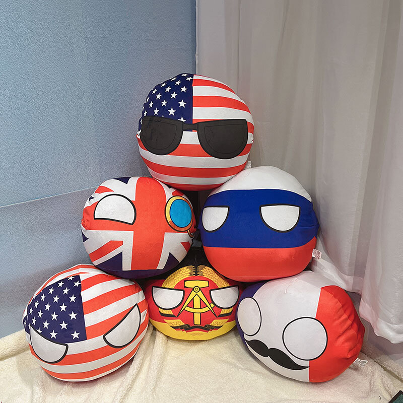 Bantal Polandball Baru Polandia Bola Negara Bantal Boneka Mewah Ukraina Australia AS Prancis Mainan Cosplay 30-40Cm untuk Hadiah