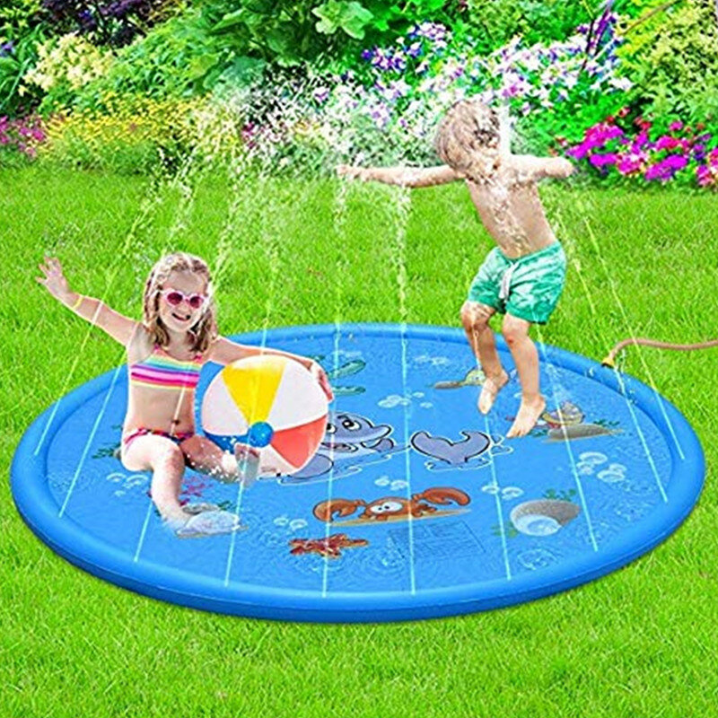 แผ่นรองสเปรย์น้ำแร่เป่าลมสำหรับเด็กเล่นน้ำได้100/170ซม. แผ่นรองเล่นเกมกลางแจ้งของเล่นสนามหญ้าสระว่ายน้ำของเล่นสำหรับเด็ก