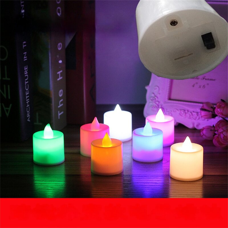 Świece kolorowe diody LED zapalają się zasilanie bateryjne bezpłomieniowej Tealight ze sztucznymi świecami lampki na dekoracje do domu na imprezę ślubne urodziny