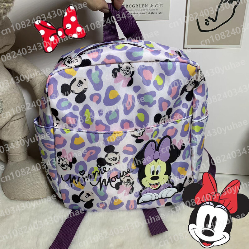 Disney-mochila con estampado de dibujos animados para niña, Bolsa Escolar con diseño de Minnie y Anime, accesorio para niño pequeño