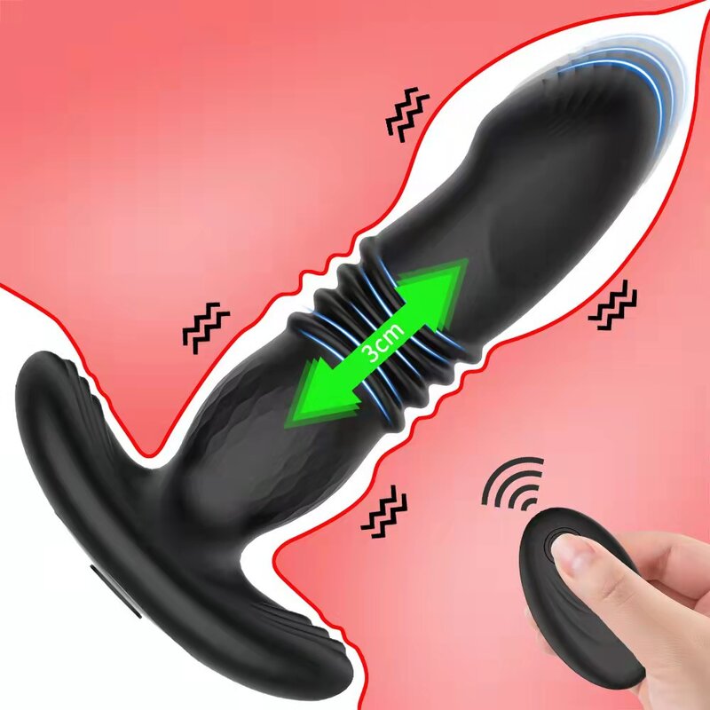 Telescopic Dildo Anal Plug Vibrator Male Prostate Massager Wireless Remote Sex Machine Masturbator Butt Plug Sex Toys for Men
