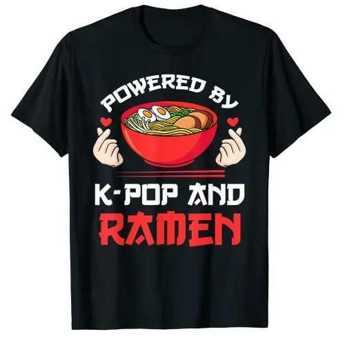 Aangedreven Door K-Pop En Ramen Kpop Cadeau T-Shirt Zuid-Korea Kleding Humor Grappige Grafische T-Tops Korte Mouw Blouses Kawaii Stijl