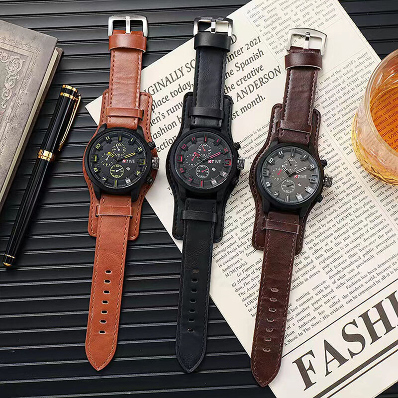 Relógios masculinos topo da marca de luxo moda casual negócio quartzo relógio de pulso data com pulseiras e caixa relogio masculino
