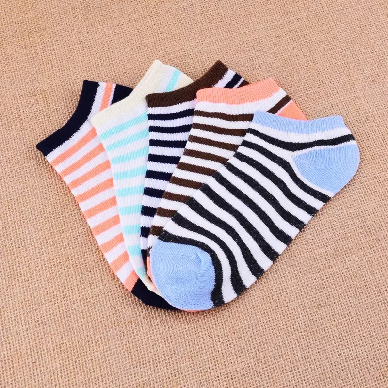 Low Cut Striped Socks for Ladies, Warm Knitted Sports Ankle Socks, Casual Boat Socks for Girls, Autumn and Winter