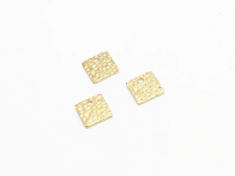20pcs Brass Square Charms, Hammered Earring Charm, 8.8x1mm, Geometric Brass Findings, Jewelry making R2174