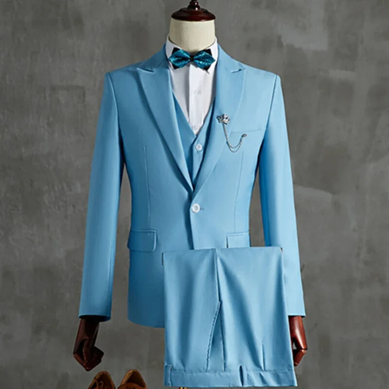 Blazer de doble botonadura para hombre, Blazer ajustado, elegante, Color sólido, vestido de boda y graduación, T172