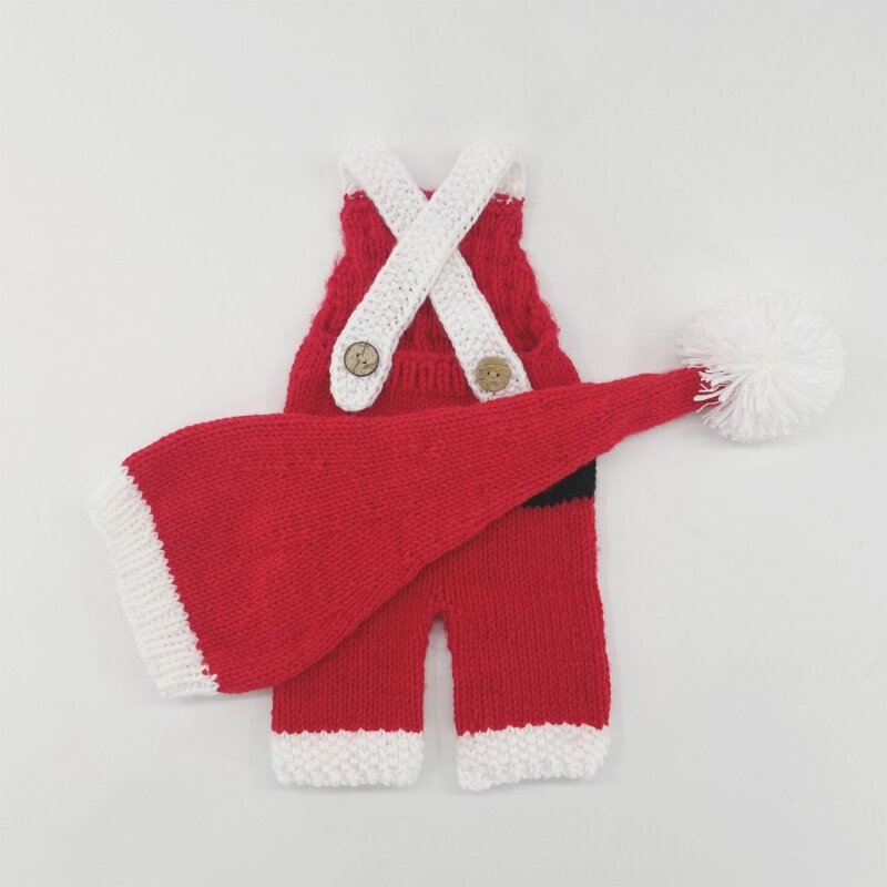 1 Set Christmas Baby Studio Photo Shooting Costumes Knitted Warm Christmas Hat+Romper Suit for Newborn Holiday Party Outfit