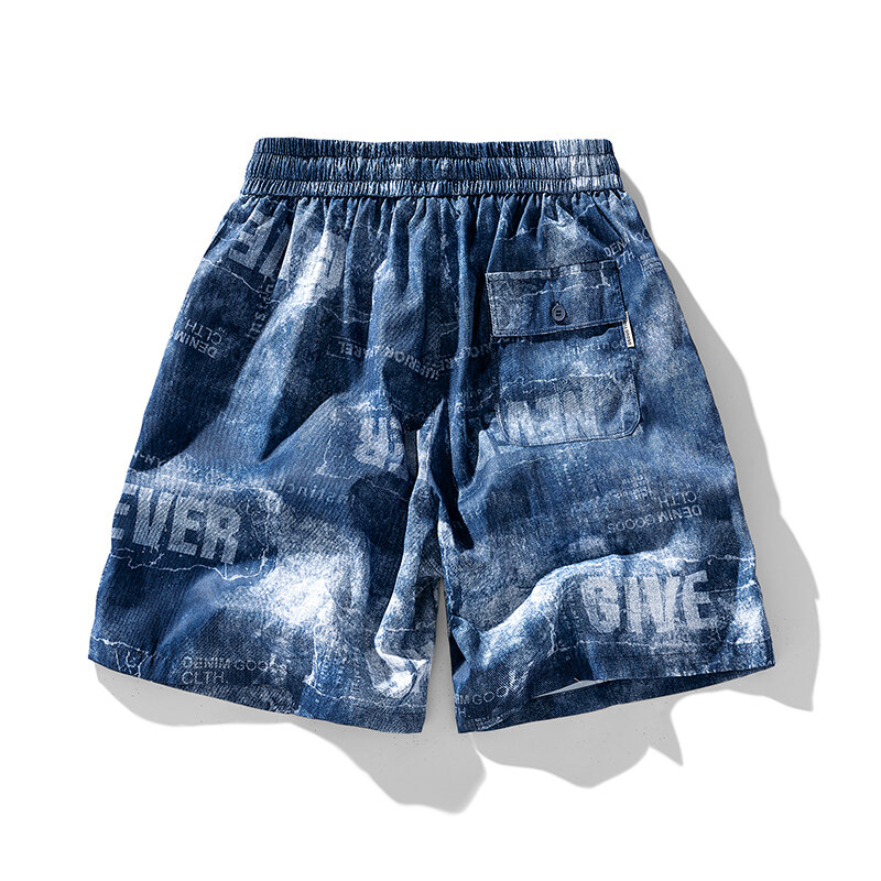 Shorts jeans casuais retrô americano para homens e mulheres, calças médias que combinam com tudo, calças de rua soltas, moda hip hop, casal, novo, verão