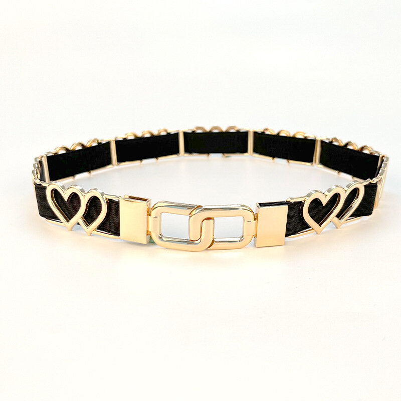 SISHION-cinturón elástico con forma de corazón y lazo para mujer, BH301, gótico, gótico, Punk, negro, dorado, pretina delgada para vestido