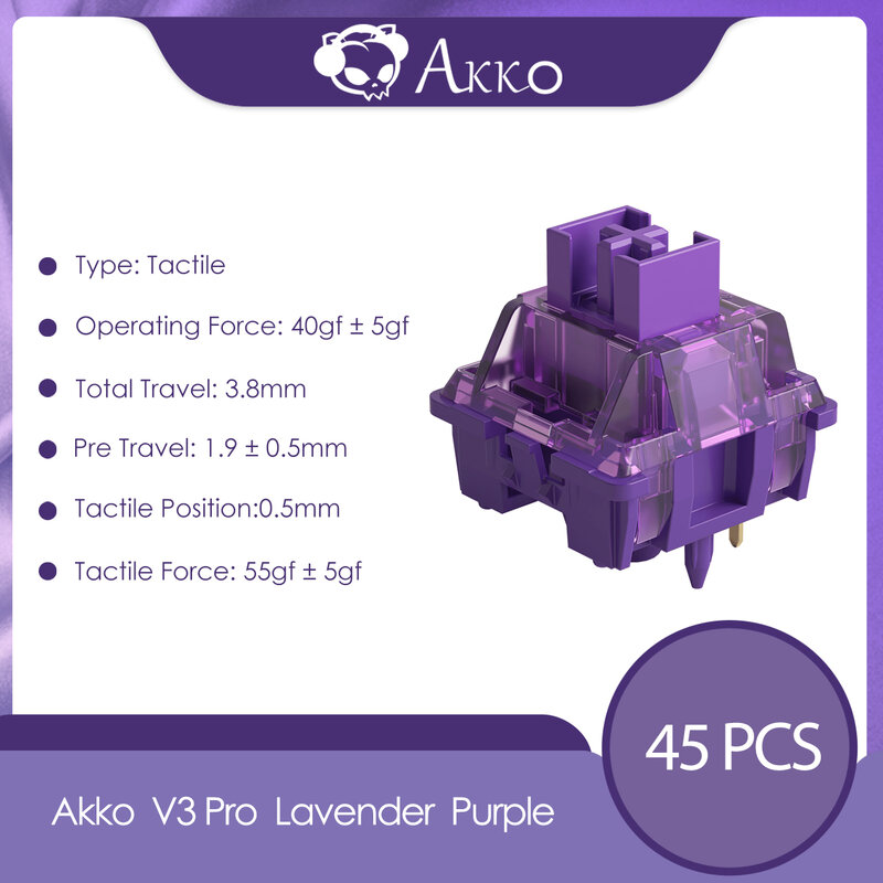 Akko สวิตช์ V3 Pro สวิตช์แบบสัมผัส/สวิตช์เชิงเส้นสำหรับคีย์บอร์ดเชิงกลแพ็ค45ชิ้นสามารถถอดเปลี่ยนได้สวิตช์กุญแจเชอร์รี่ MX