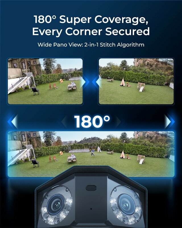 Reolink Duo 2 PoE 4K UHD Câmera de segurança de lente dupla 16MP Duo 3 PoE Câmera IP 180 ° Vista panorâmica Câmeras de vigilância por vídeo doméstico