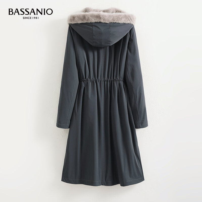 ยาวผู้หญิงฤดูหนาว Warm Mink Fur Coat Reversible Hooded Outwear