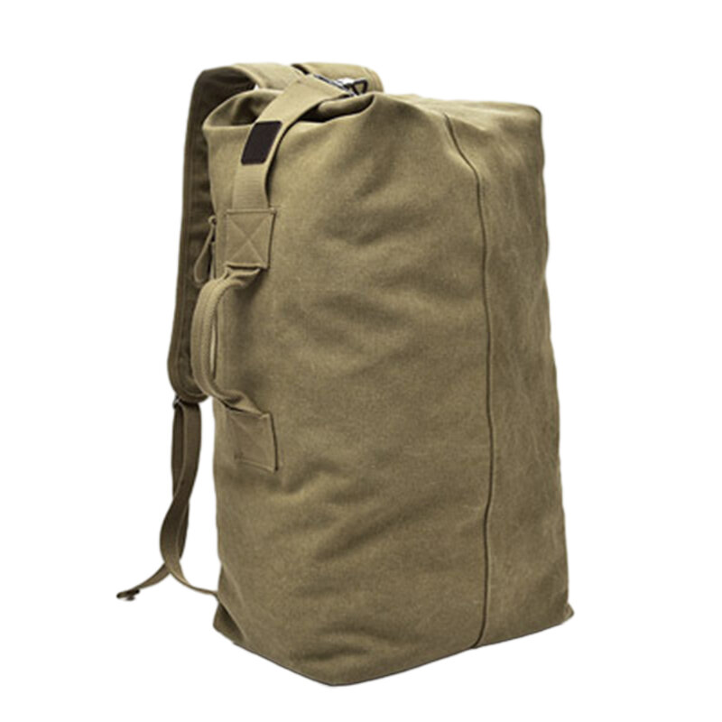 ダブルストラップキャンバスバックパック,旅行用ダッフルバッグ,キャンプやハイキングのハンドバッグ,屋外での使用に適しています