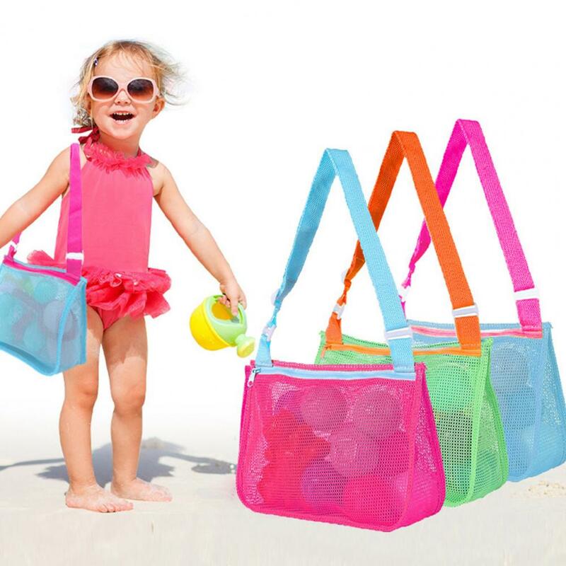 Bolsa Shell de praia com alças ajustáveis para crianças, Beach Toy Storage, Mesh Bag Set com fácil armazenamento
