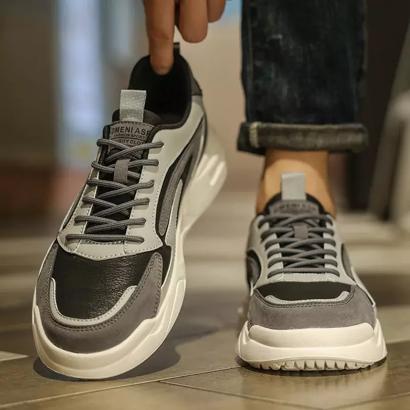 Zapatos vulcanizados básicos de alta calidad para hombre, zapatillas informales con cordones y punta redonda, 2023