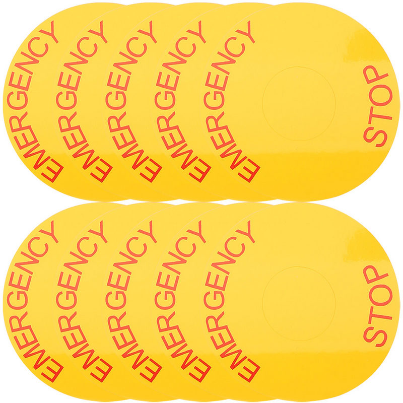 10 Pcs Emergency Stop Sign Signs Safety Warning Decal Labels Labels Decals Machinery Water Proof