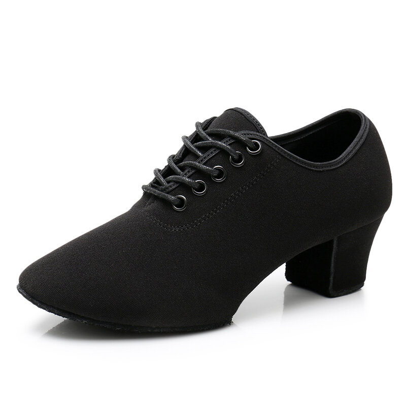 Women's Lady's Girl's Oxford Chunky Heel Sneaker Ballroom Modern Latin Dance Shoes Black Oxford Upper 3.5cm or 5cm Heel High Oxf