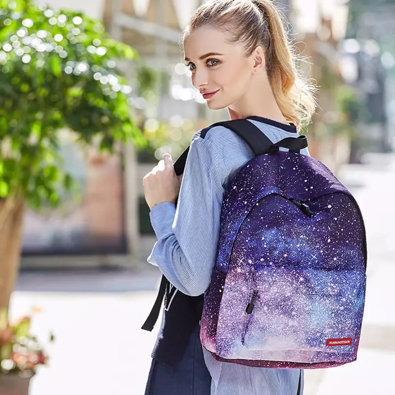 Ransel multiwarna tas buku bergaya Galaxy Universe tas sekolah ruang angkasa bintang untuk Laptop Harajuku remaja baru