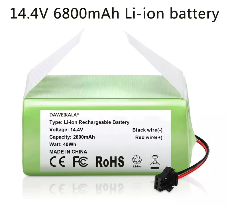 Bateria Li-ion para Conga 990, 1090, Tesvor X500, Ecovacs Deebot N79, N79S, DN622, Eufy RoboVac 11, 11S, RoboVac 30, 14.4V, 6800mAh