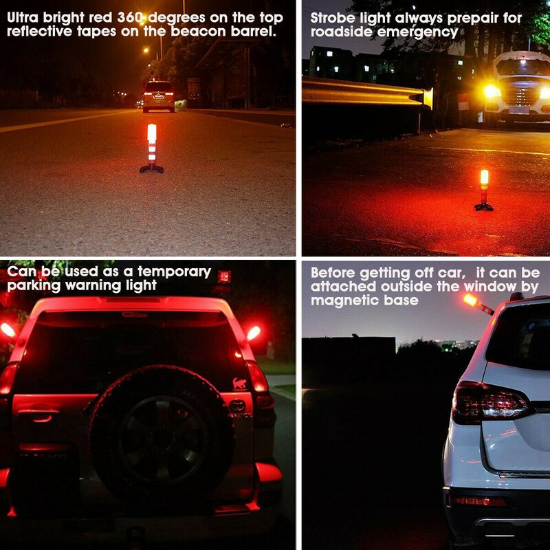 2 Stück LED Notfall Road Flash Flare Straßenrand Beacon Sicherheit Strobe Warnung