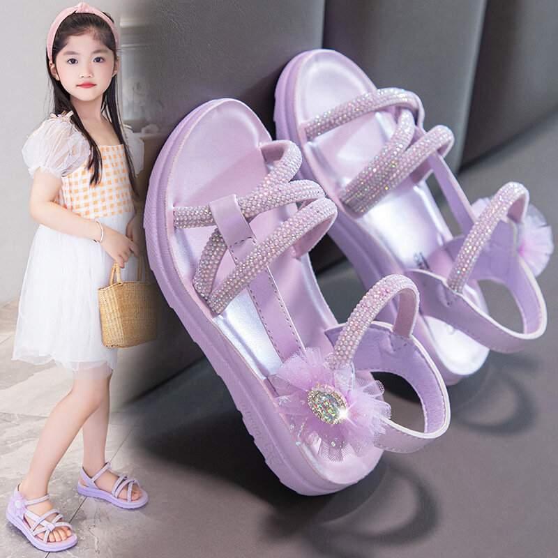 Bring Girls Summer Shoes Fashion Sandals Todders Flats New Arrival Kids Sandalias Pink Purple