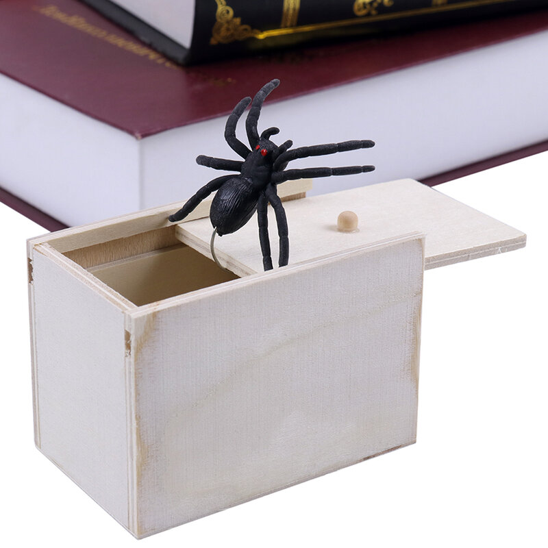 Caja de broma de araña oculta, juguete de broma de madera de gran calidad, 1 unidad