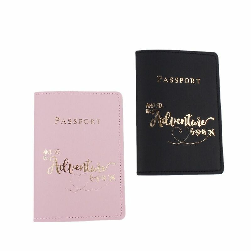 Portatarjetas de cuero PU con estampado de letras, accesorios de viaje, funda protectora para pasaporte