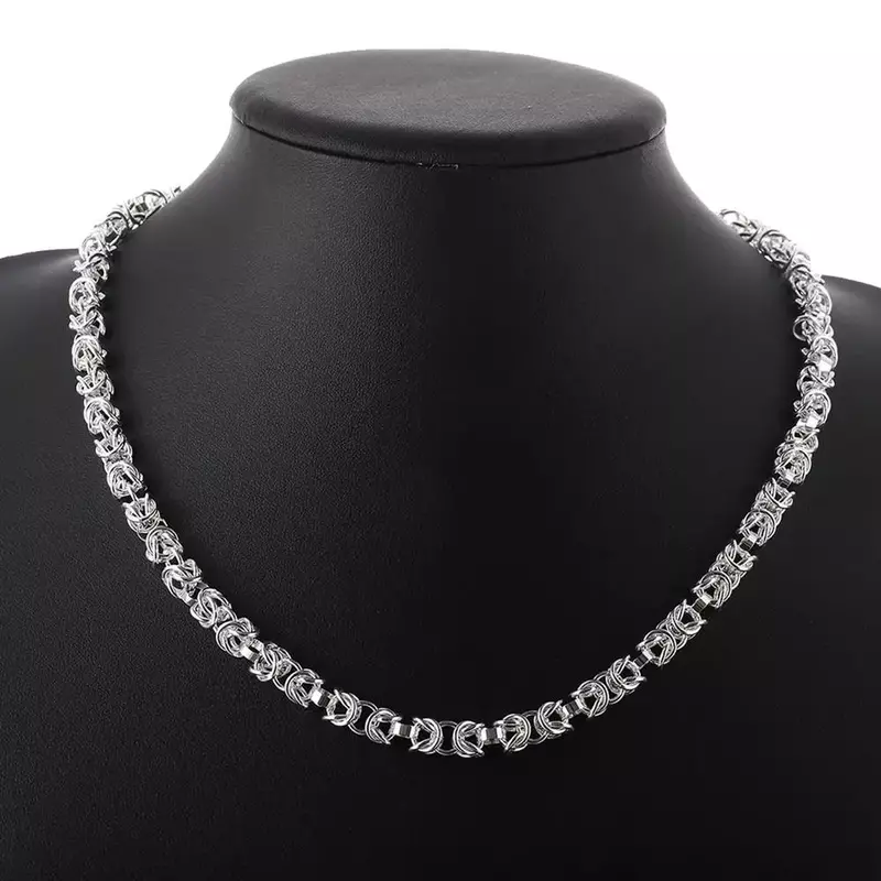 Charm 925 bransoletki ze srebra wysokiej próby naszyjnik zestawy biżuterii dla mężczyzn kobiet klasyczne okrągły łańcuszek modne prezenty świąteczne 50cm
