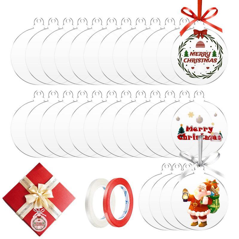 Clear Acrylic Christmas Ornaments Clear Round Blanks Disc DIY Ornament Thin And Light Decoration Supplies For Christmas Tree