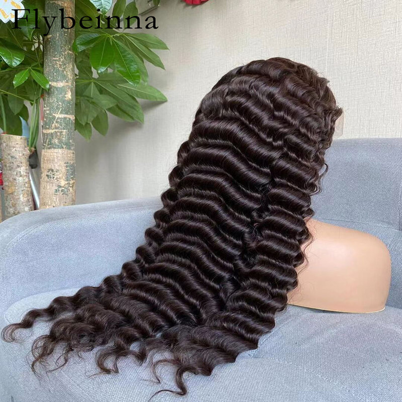 Peluca de cabello humano ondulado para mujer, postizo de encaje Frontal transparente, pelo brasileño 200%, 13x6 HD