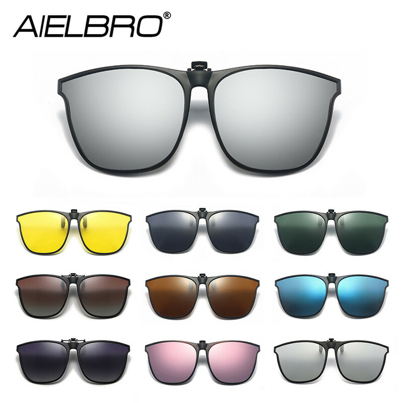 AIELBRO 2022 남성용 편광 안경, 선글라스 클립, 야간 투시경, 운전 클립, 선글라스