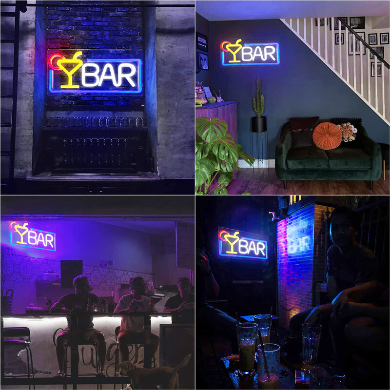 Bar Neon Sign Light, Lâmpada De Vidro De Vinho, Wall Art, Decoração Do Quarto, Loja KTV, Home Desk Decor, Neon Night Light