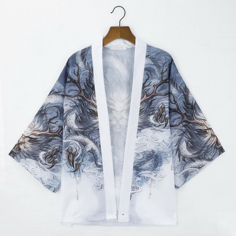 Kimono japonés para hombre, cárdigan Yukata, camisa impresa de gran tamaño, ropa samurái japonesa Haori, ropa tradicional japonesa