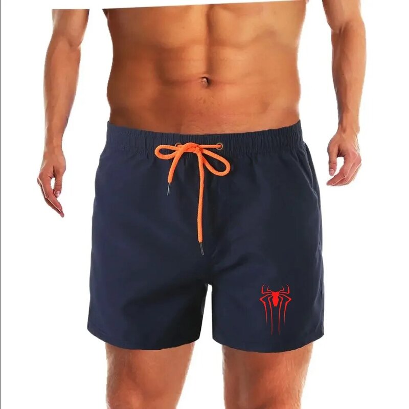 Celana pantai seksi baru musim panas 2024 pakaian renang pria celana pendek kasual cepat kering selancar antilembap laba-laba merah