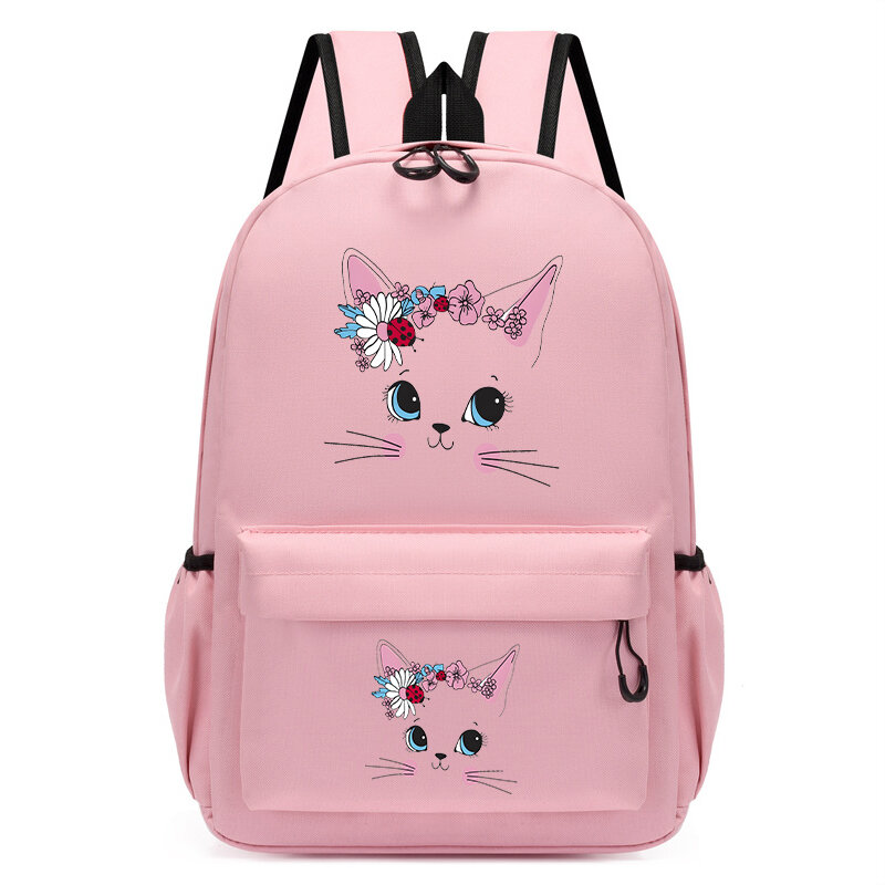Desenhos animados gato rosto mochila escolar impressão infantil, jardim de infância Bookbag, moda infantil sacos, bonito
